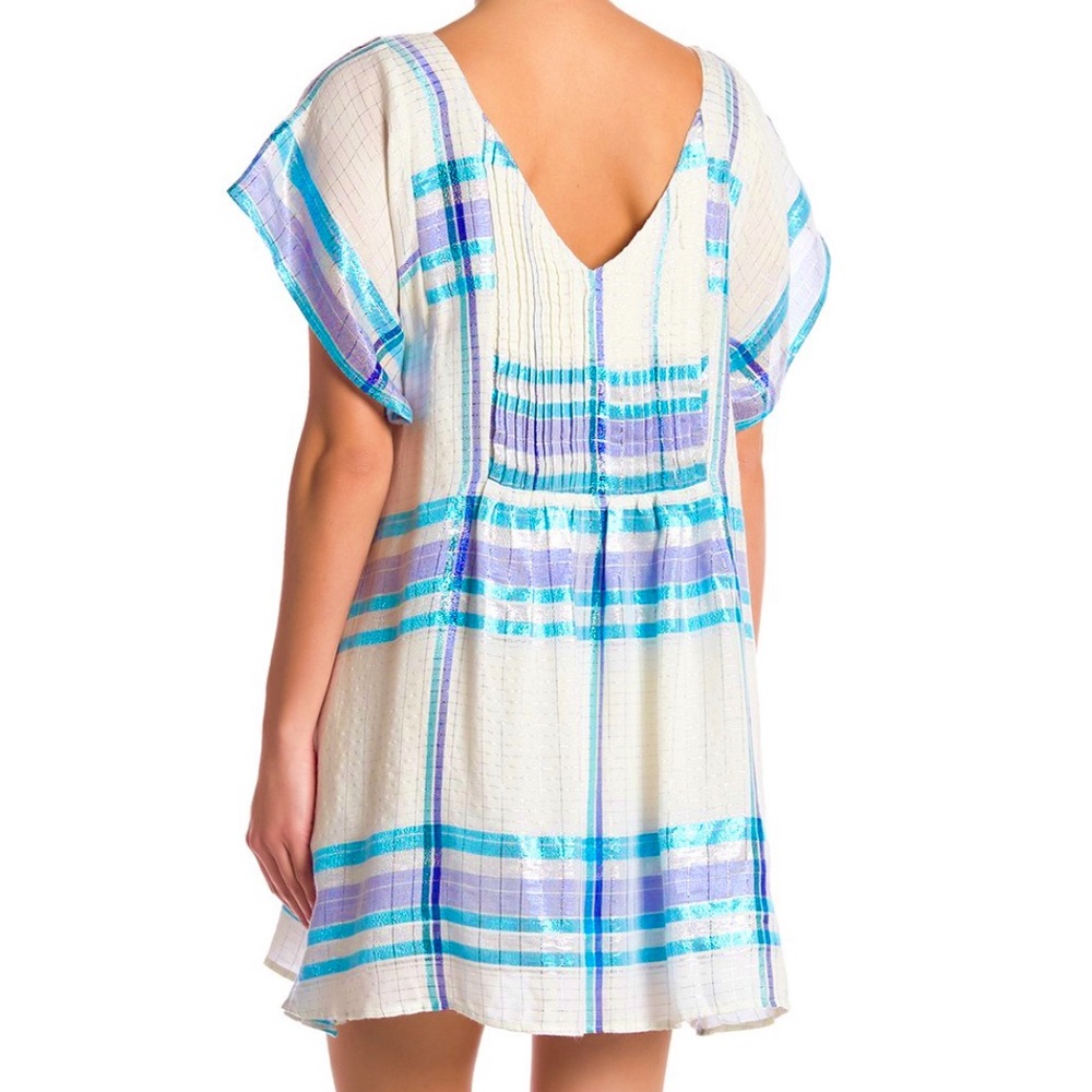 🌺🎉HP🎉🌺 NWT Free People Barcelona Shimmer Plaid Mini Dress - Picture 4 of 16